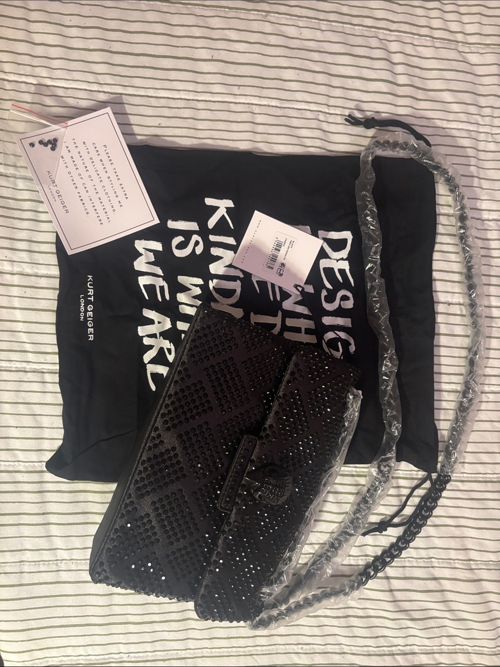 Kurt Geiger Black Sequin Shoulder Bag with Chain Strap